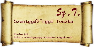 Szentgyörgyi Toszka névjegykártya